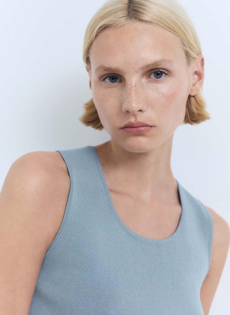 MANGO Low-Cut Knit Crop Top  - Image 4