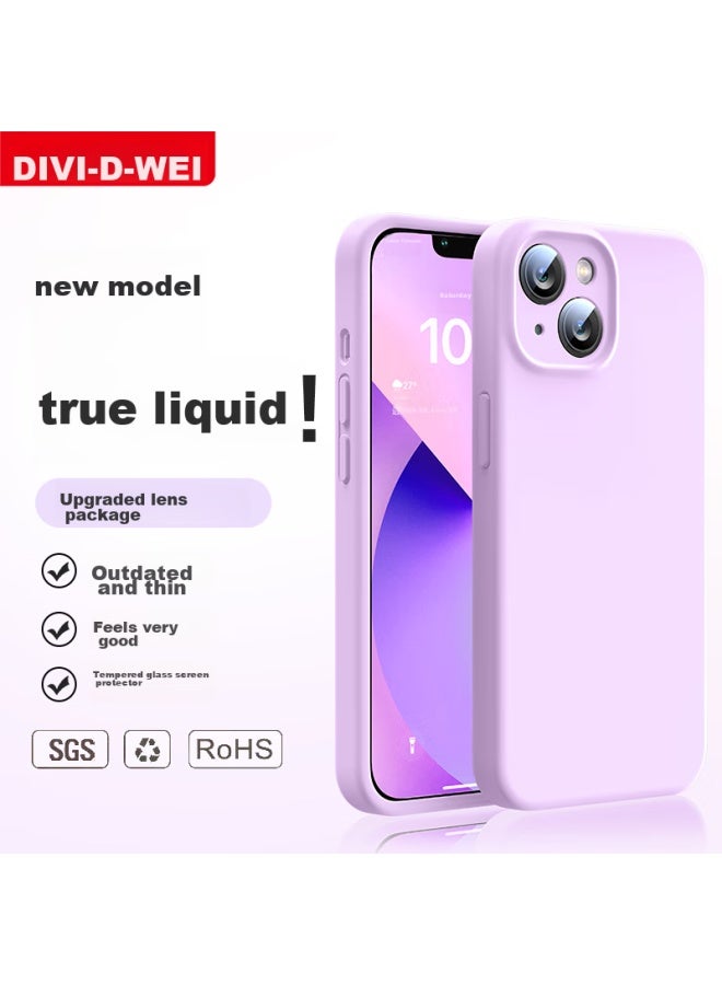 Divi Iphone 13 Case, Liquid Silicone Skin-friendly Full Camera Protection, Ultra-thin Shockproof Anti-scratch Case For Men And Women, Purple - Image 1