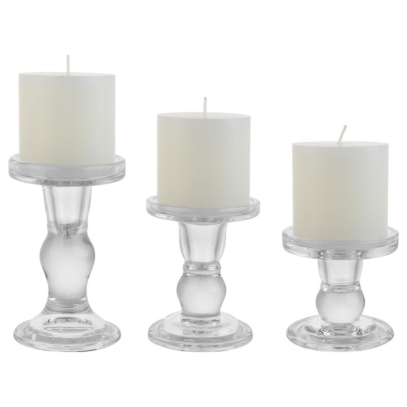 BTGLLAS 6-Piece Set of Glass Candlestick, Crystal Candlestick Holder Holder and Conical Candle, Christmas Candle Holder Decoration, Family Living Room Wedding Candle Holder (Clear 2sets) - Image 2