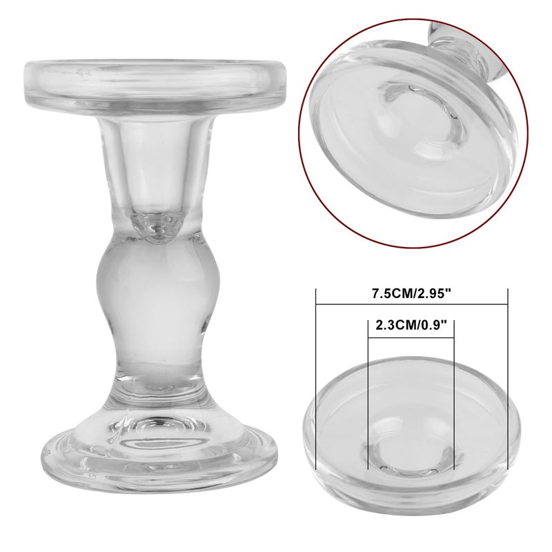 BTGLLAS 6-Piece Set of Glass Candlestick, Crystal Candlestick Holder Holder and Conical Candle, Christmas Candle Holder Decoration, Family Living Room Wedding Candle Holder (Clear 2sets) - Image 4