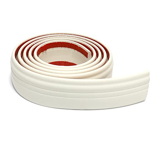 COUKIU Flexible Wall Base Moulding Trim, Peel and Stick Rubber Baseboard Molding, 3 Inch x 16.4 Feet Self-Adhesive Vinyl Wall Base Cove Base (Creamy White) - Image 1
