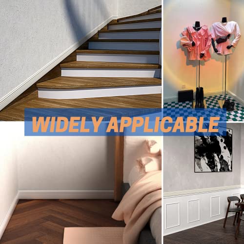 COUKIU Flexible Wall Base Moulding Trim, Peel and Stick Rubber Baseboard Molding, 3 Inch x 16.4 Feet Self-Adhesive Vinyl Wall Base Cove Base (Creamy White) - Image 5