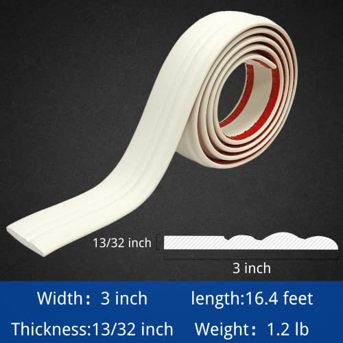 COUKIU Flexible Wall Base Moulding Trim, Peel and Stick Rubber Baseboard Molding, 3 Inch x 16.4 Feet Self-Adhesive Vinyl Wall Base Cove Base (Creamy White) - Image 2