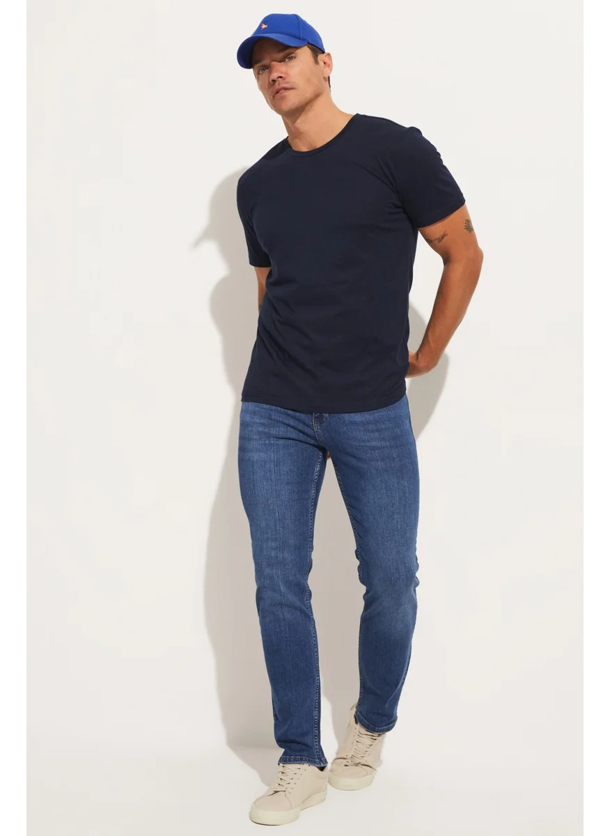 جون Men's Slim Fit 100% Cotton Denim Trousers