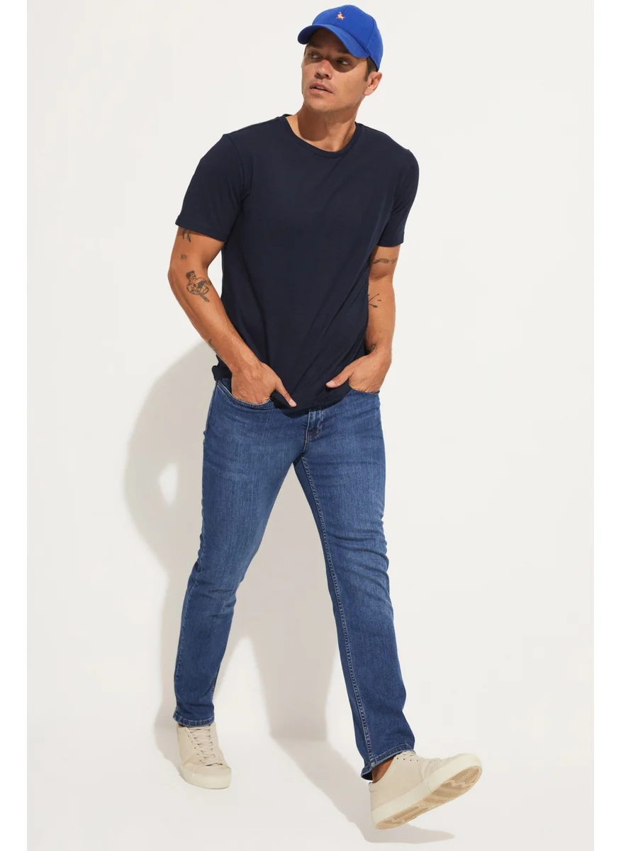 جون Men's Slim Fit 100% Cotton Denim Trousers