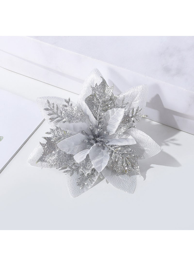 Generic - Christmas Flower Gold Glitter Decorations Silver plus silver - Image 1