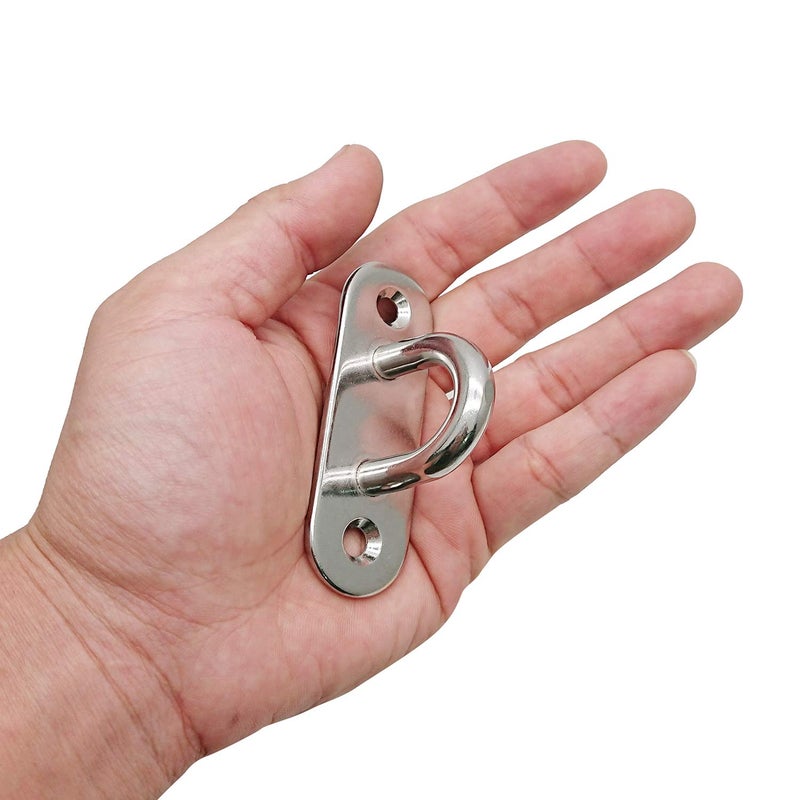 Hulless 4 Pcs 3.1 Inch 304 Stainless Steel Ceiling Hooks Pad Eyes Plate Marine Hardware Hooks with Screws - Image 4