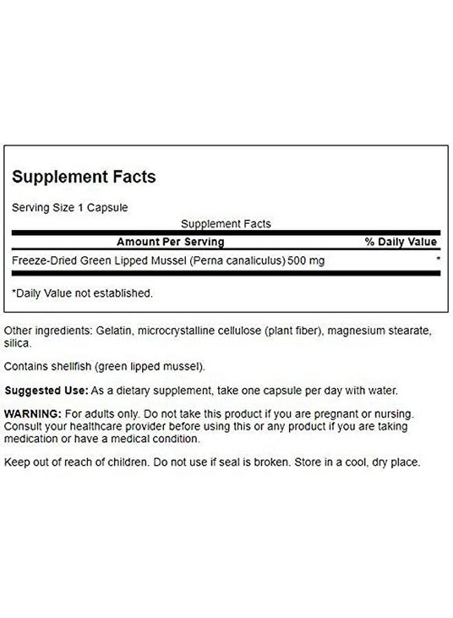 SWANSON Green Lipped Mussel (Freeze Dried) New Zealand Joint Health Supplement 500 Mg 60 Capsules - Image 3