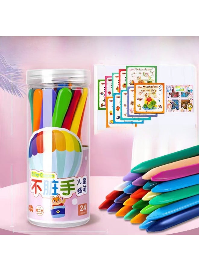 mriya Children's Non-dirty Hand Crayon Student Graffiti Oil Painting Stick Washable Triangle Pole Plastic Crayon - Image 1