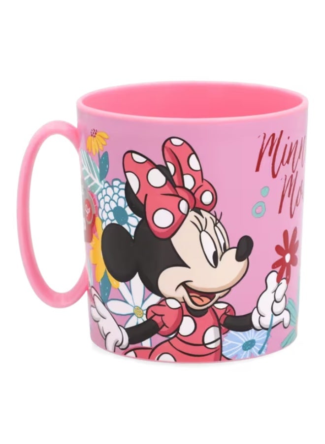 ستور كوب بلاستيكي آمن للاستخدام في الميكروويف بتصميم ميني ماوس الربيعي، لون وردي، سعة 350 مل - Image 3