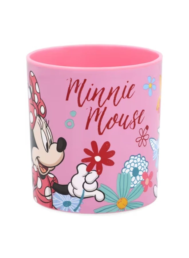 ستور كوب بلاستيكي آمن للاستخدام في الميكروويف بتصميم ميني ماوس الربيعي، لون وردي، سعة 350 مل - Image 2