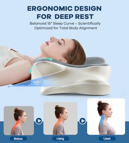 DONAMA Cervical Pillow for Neck and Shoulder Pain Relief, Cooling Contour Memory Foam Pillow, Dual-Height Ergonomic Neck Support Pillow for Side Back Stomach Sleepers with Removable Pillowcase - Image 5