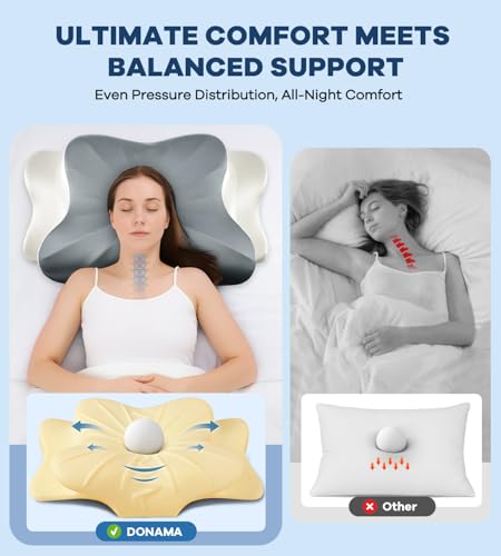 DONAMA Cervical Pillow for Neck and Shoulder Pain Relief, Cooling Contour Memory Foam Pillow, Dual-Height Ergonomic Neck Support Pillow for Side Back Stomach Sleepers with Removable Pillowcase - Image 3