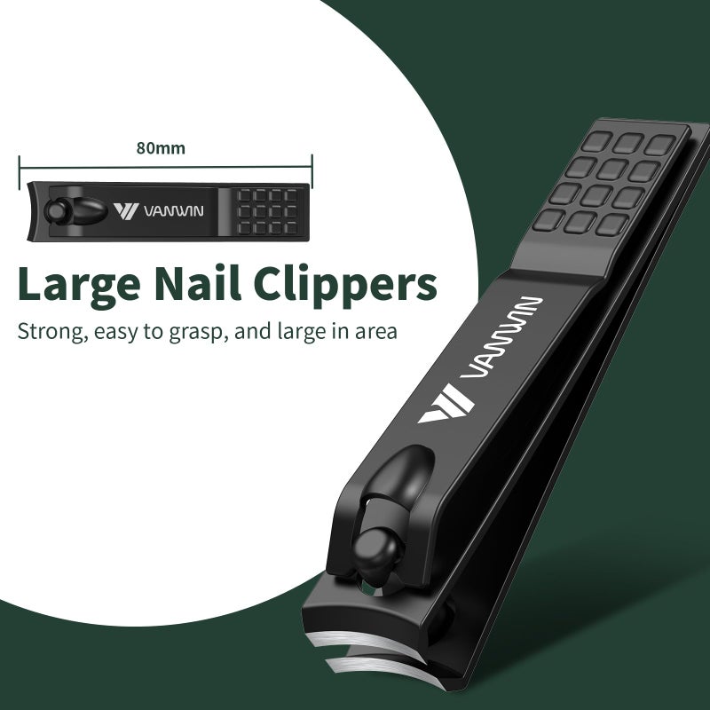 VANWIN German Nail Clippers for Men, VANWIN Nail Clipper Set (4-Pack) Ultra Sharp Matte Stainless Steel Fingernail & Toenail Clippers with Glass Nail File, Nail Cutter Stocking Stuffers for Men Women Black - Image 2