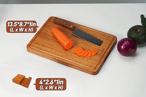 Relxinke Solid Teak Wood Cutting Board One Piece Non Glued Thick Crack Resistant Wooden Chopping Board with DeepJuice Grooves Built in Handles for Kitchen Meat Vegetables Chese 13 X 8.7 Inch - Image 2