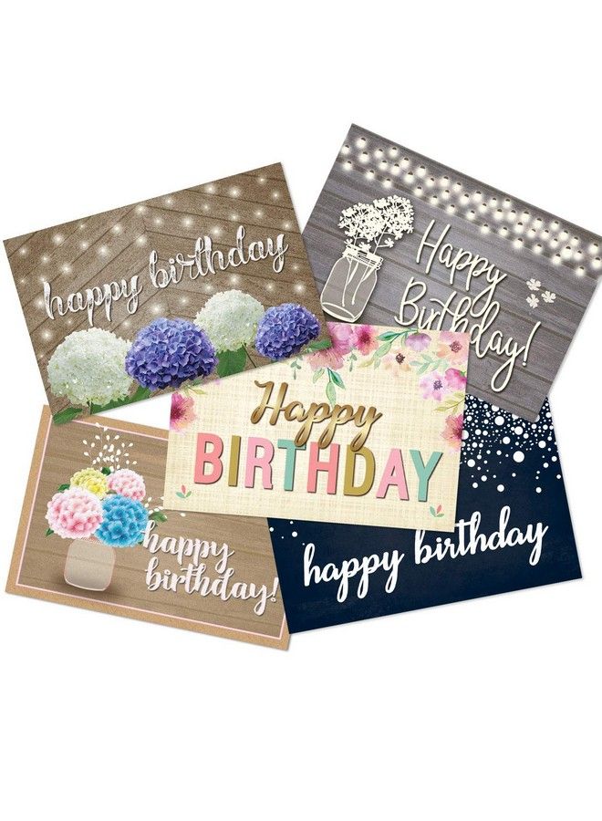 Stonehouse Collection ; 50 Happy Birthday Postcards 5 Birthday Designs ; Elegant Design & Beautiful ; Great For Friends Family Neighbors & Colleagues ; Size: 4" X 6" ; Bulk Birthday Postcards (Rustic Variety) - Image 2
