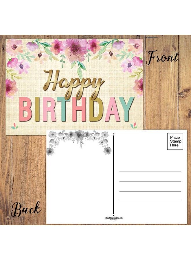Stonehouse Collection ; 50 Happy Birthday Postcards 5 Birthday Designs ; Elegant Design & Beautiful ; Great For Friends Family Neighbors & Colleagues ; Size: 4" X 6" ; Bulk Birthday Postcards (Rustic Variety) - Image 3