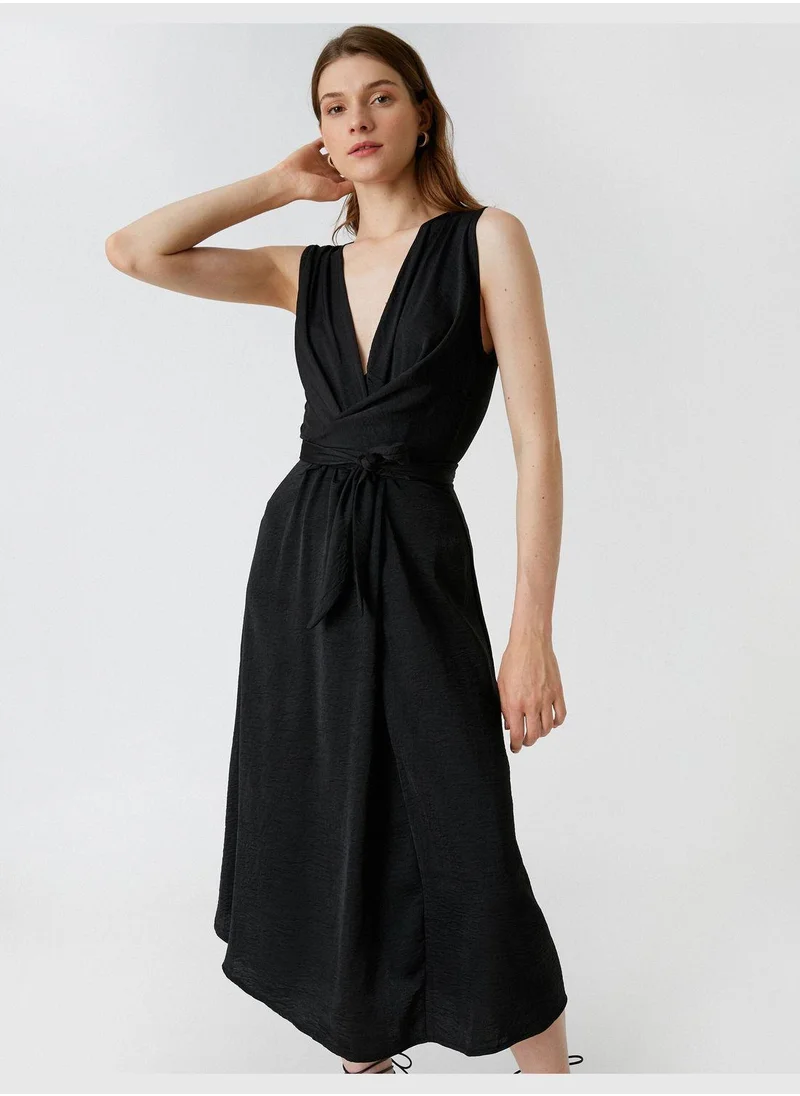 KOTON Midi Dress Wrapped Waist Banded