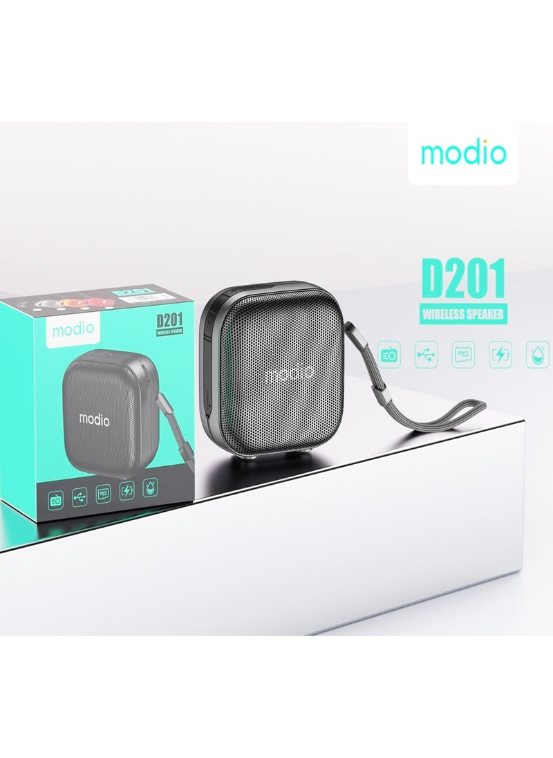 modio MODIO D201 Portable Bluetooth Speaker With HD Clear Sound Quality Control Buttons and Supports SD Card Grey  - Image 4