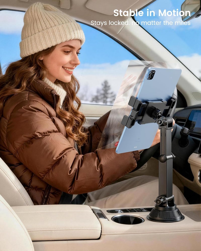 OHLPRO Heavy Duty Car Cup Holder Tablet Mount for Truck & SUV - Adjustable iPad Holder for 5-17" Devices - Image 4