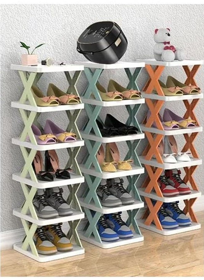 Generic - X-shaped simple shoe rack, multi-layer foldable, shoe storage cabinet, home corridor, multifunctional creative stitching shoe rack - Image 1