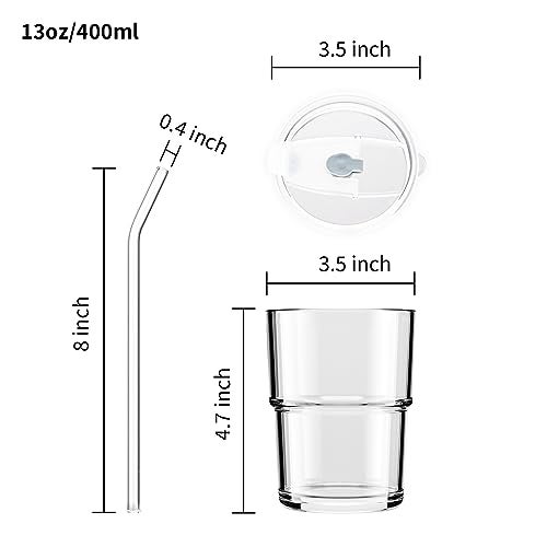BLUEPOLAR 13oz/400ml Tumbler Water Glass, Cups with Straw and Lid Sealed Carry on for Coffee, Iced Tea, Thick Wall Insulated Glass Cup(white) - Image 4