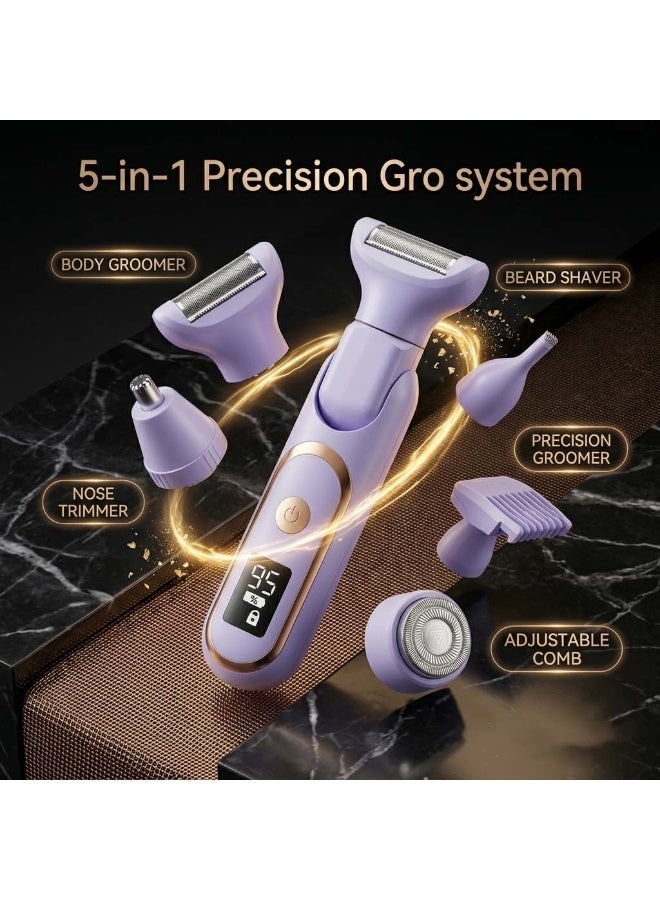 AirYoung Multifunctional 5 in 1 Electric Shaver Set Electric with Digital Display Epilator Hair Removal Eyebrow Trimmer for Women Facial Hair Razor - Image 2