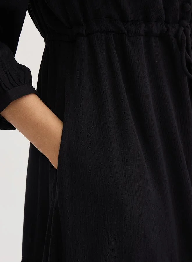 Femmella  Femmella Black Crinkled Tiered Maxi Dress for Women | Best Price UAE