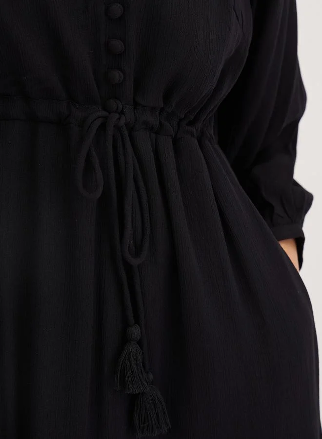 Femmella  Femmella Black Crinkled Tiered Maxi Dress for Women | Best Price UAE