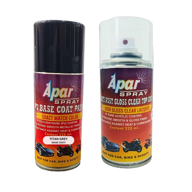 APAR Automotive Spray Paint Titan Grey (RC Colour Name) + GC Compatible for Hyundai Cars -225 ml (Pack of 2-Pcs) - Image 2