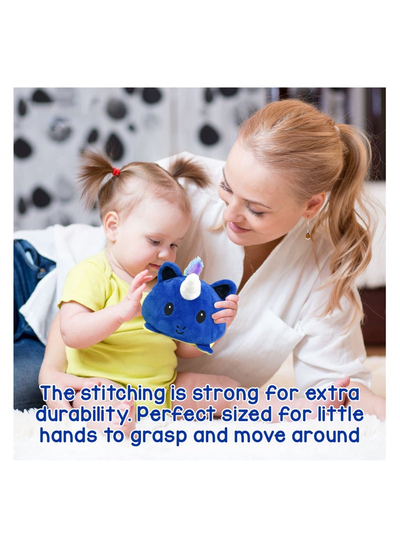 سيوسي ألعاب تيدي كات ذات وجهين، ألعاب مزاجية، حيوانات محشوة، هدايا جميلة للفتيات والفتيان والكبار (أزرق، أصفر) - Image 2