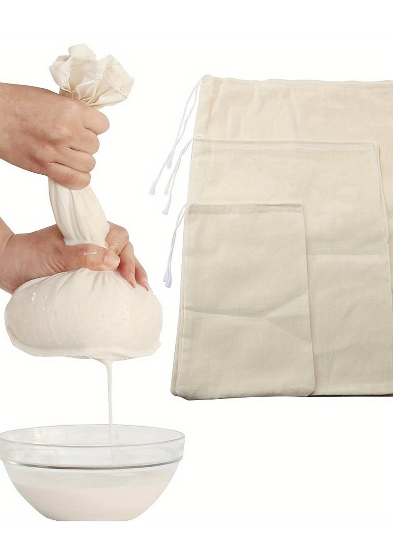 5pcs Reusable Cheese Cloth Bag For Straining, Nut Milk, Cold Brew, Tea, Yogurt, And Coffee - Easy To Clean And Dishwasher Safe