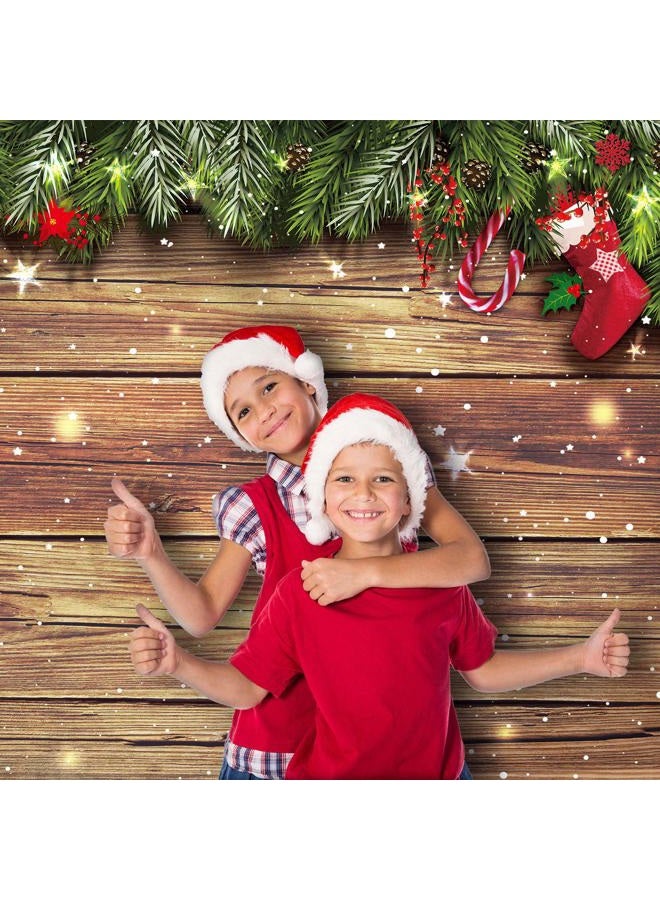Blulu Christmas Wood Wall Decoration Background Christmas Photo Backdrop Fabric Glitter Snowflake Christmas Background Merry Xmas Background Backdrop for Holiday Photography Party, 72.8 x 43.3 Inch - Image 5