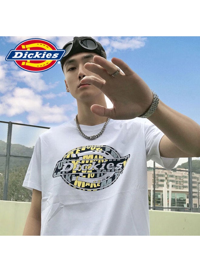 Dickies تي شيرت قصير الأكمام بطباعة شعار ديكيز [ستايل كلاسيكي]، Dk008899، أبيض، مقاس L - Image 1