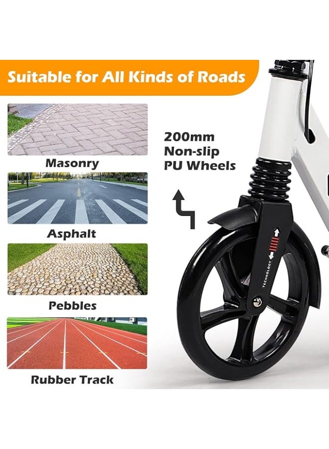 سكوتر بيبي كلوب للبالغين - مع نظام امتصاص الصدمات المزدوج ، فرامل قرصية ، 3 ارتفاع قابل للتعديل ، دعم وزن 100 كجم ، مناسب للمراهقين والأطفال فوق سن 8 سنوات.اللون الأبيض - Image 4