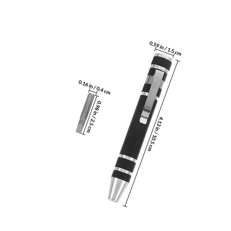 8 In 1 Aluminum Alloy Magnetic Screwdriver Pen Set For Computer And Eyeglasses Repair Portable Black Mini Kit - Image 3