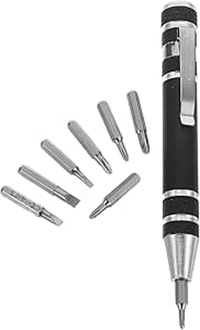 8 In 1 Aluminum Alloy Magnetic Screwdriver Pen Set For Computer And Eyeglasses Repair Portable Black Mini Kit - Image 1