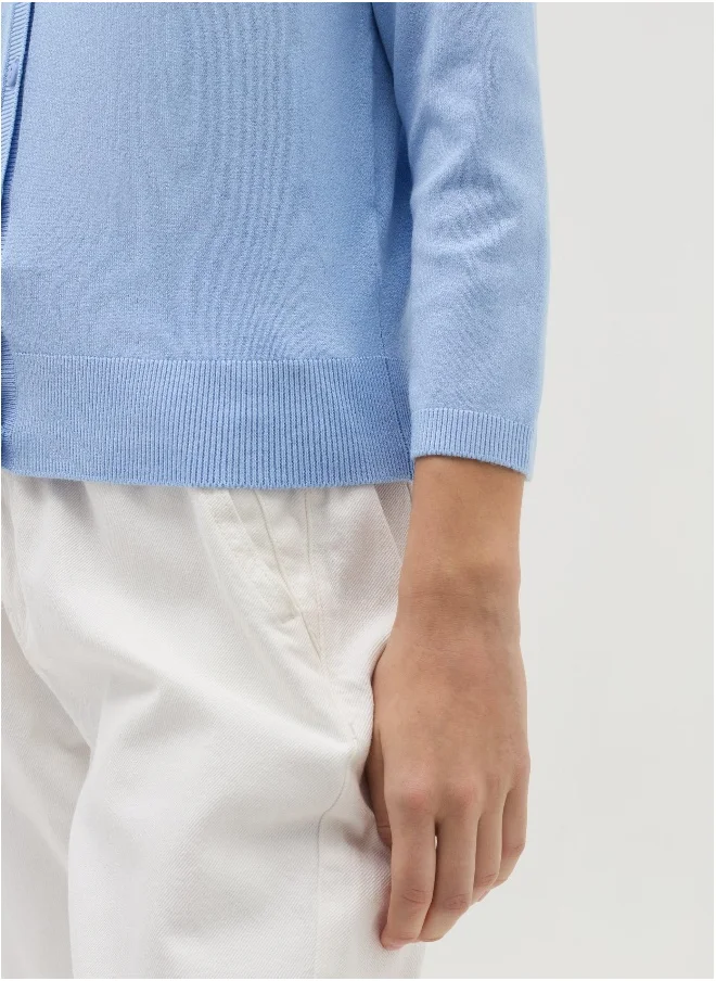 او في اس Cardigan with three-quarter sleeves