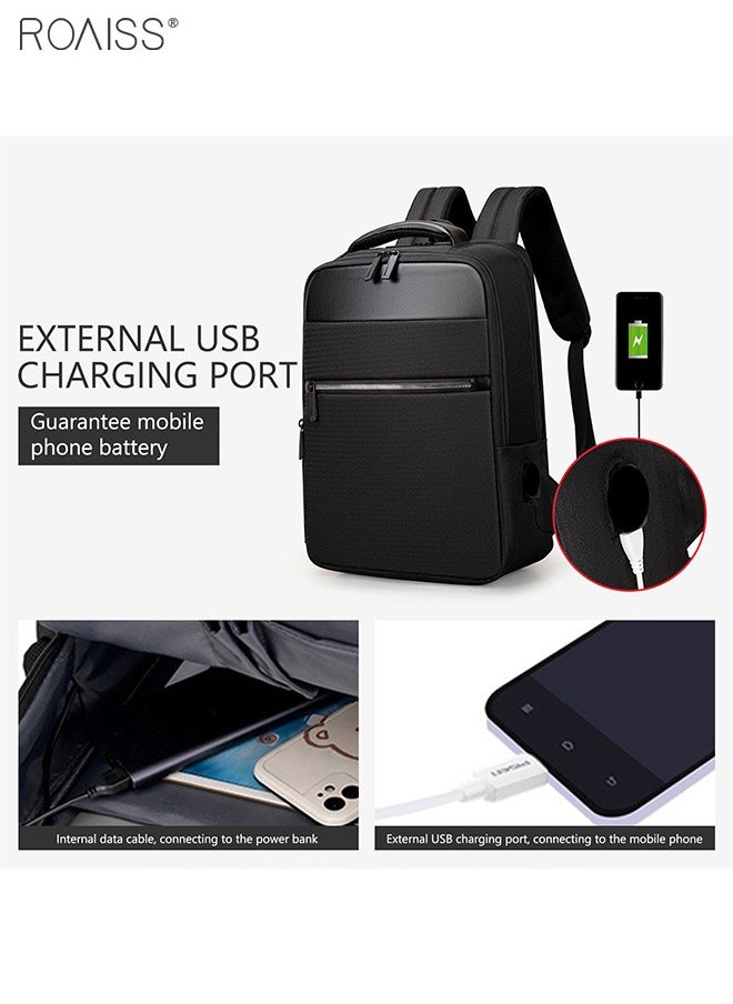 حقيبة ظهر أكسفورد للرجال مزودة بشاحن USB وسعة كبيرة ومقاومة للخدش ومقاومة للماء وحزام خلفي ثابت وحقيبة كمبيوتر