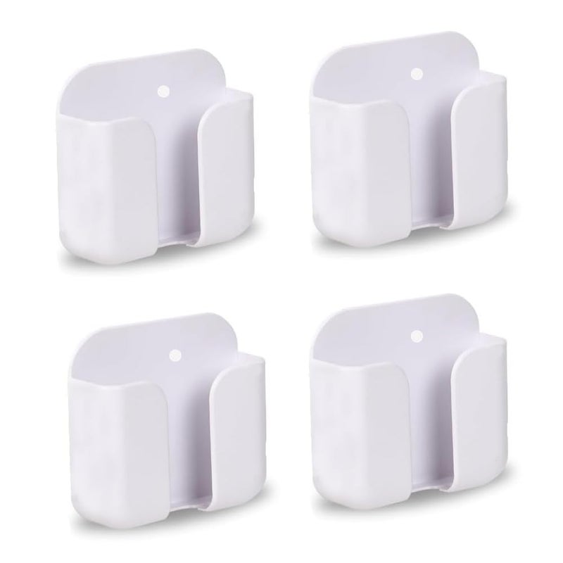 WALLVIEW TECH Pack of 4 Wall Mounted Mobile Smartphone Holder Storage Case for Phones with Strong Adhesive Strips|Wall Mount Mobile Stand/Multi-Purpose Stand for Phone Charging (White) - Image 1
