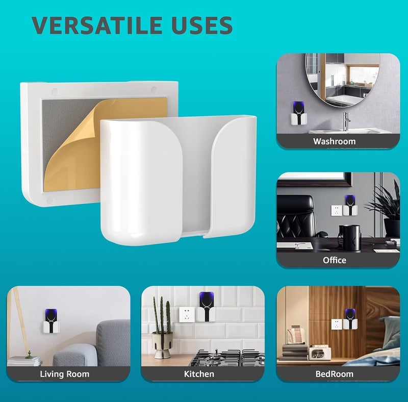 WALLVIEW TECH Pack of 4 Wall Mounted Mobile Smartphone Holder Storage Case for Phones with Strong Adhesive Strips|Wall Mount Mobile Stand/Multi-Purpose Stand for Phone Charging (White) - Image 5