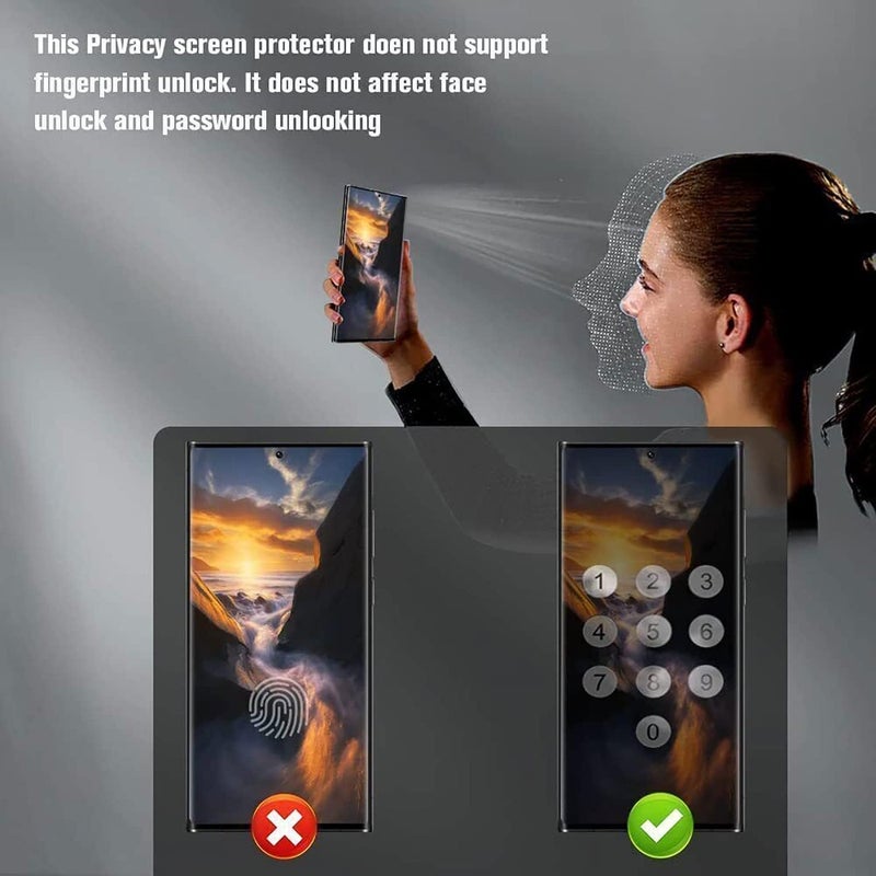 2 × واقيات شاشة هيدروجيل للخصوصية لهونر ماجيك 6 لايت/هونر X9b/هونر X50 (6.78 بوصة)، طبقة واقية ناعمة البولي يوريثين الحراري مضادة للتجسس [ليست زجاج مقوى]، شفاف - Image 2