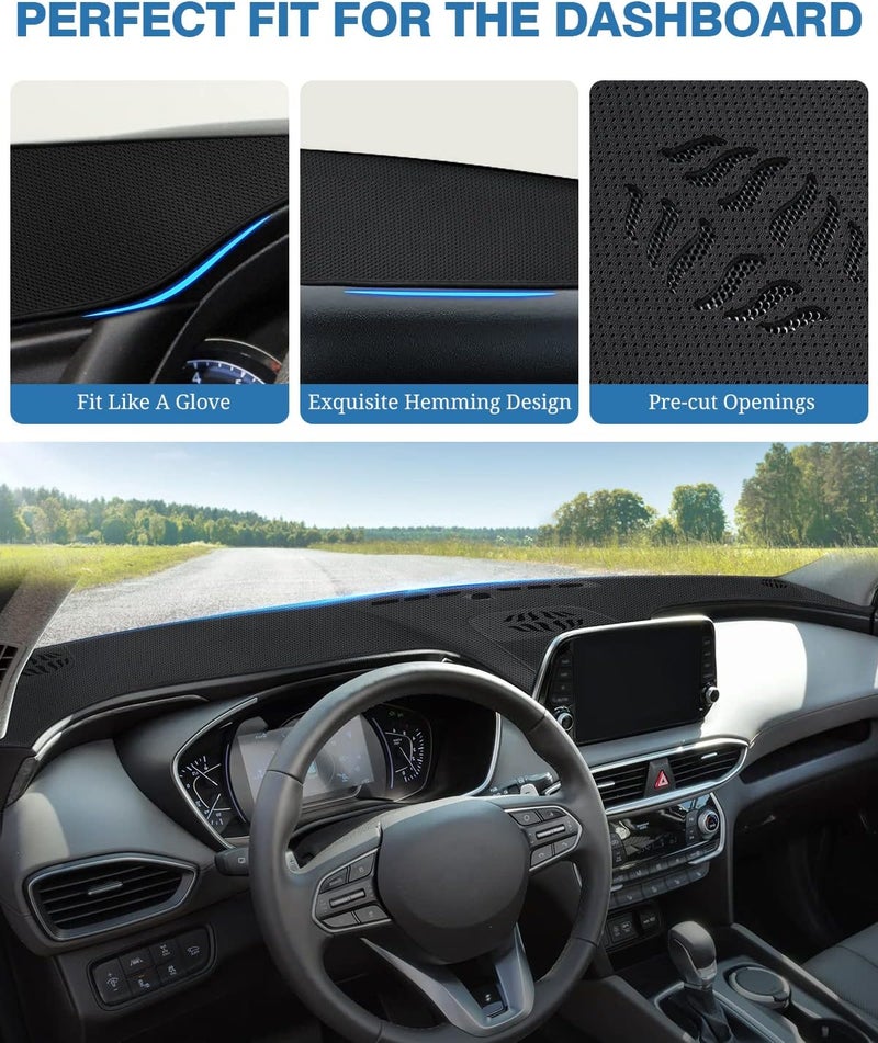 FIILINES Trendy widespread design Dash Cover Compatible with Hyundai Santa Fe 2019–2023 Dashboard Mat Cover Sunshade Nonslip Mesh Protector No Glare Natural material - Image 4