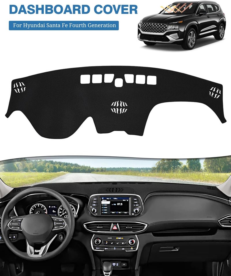 FIILINES Trendy widespread design Dash Cover Compatible with Hyundai Santa Fe 2019–2023 Dashboard Mat Cover Sunshade Nonslip Mesh Protector No Glare Natural material - Image 2