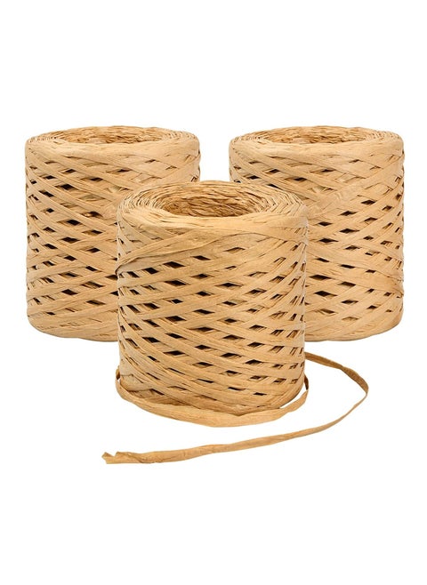 3 Rolls Raffia Paper Ribbon, 200M Matte Paper String Ribbon, Ribbon Packing Tw i n e for Festival Gift Wrapping, DIY Art Craft Decoration, Fixed Bouquet Brown