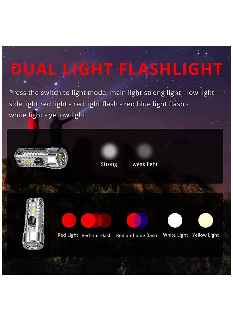Generic Keychain Flashlight, USB Pocket Flashlight, LED Fluorescence Red Blue Pocket Light for Camping Lighting with 5 Brightnesses, 3 Glows, 3 Special Flashes - Image 3