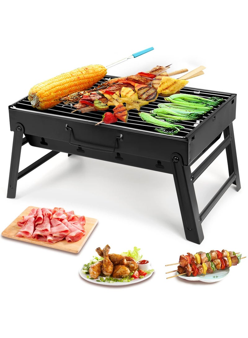 ZERIFAM Foldable BBQ Grill, Stainless Steel Folding Portable BBQ Charcoal Grill, Compact Tabletop Mini Small BBQ Grill Outdoor for Travel Backyard Picnic Beach  - Image 1