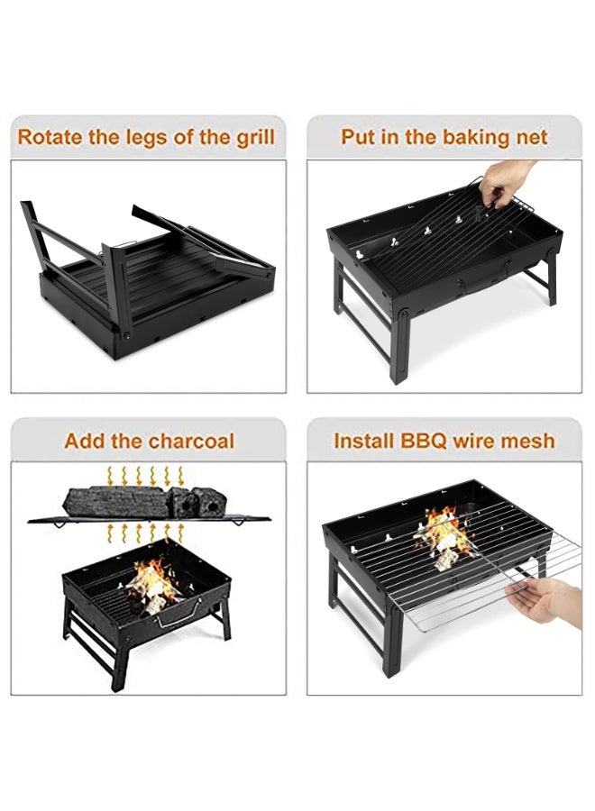 ZERIFAM Foldable BBQ Grill, Stainless Steel Folding Portable BBQ Charcoal Grill, Compact Tabletop Mini Small BBQ Grill Outdoor for Travel Backyard Picnic Beach  - Image 2