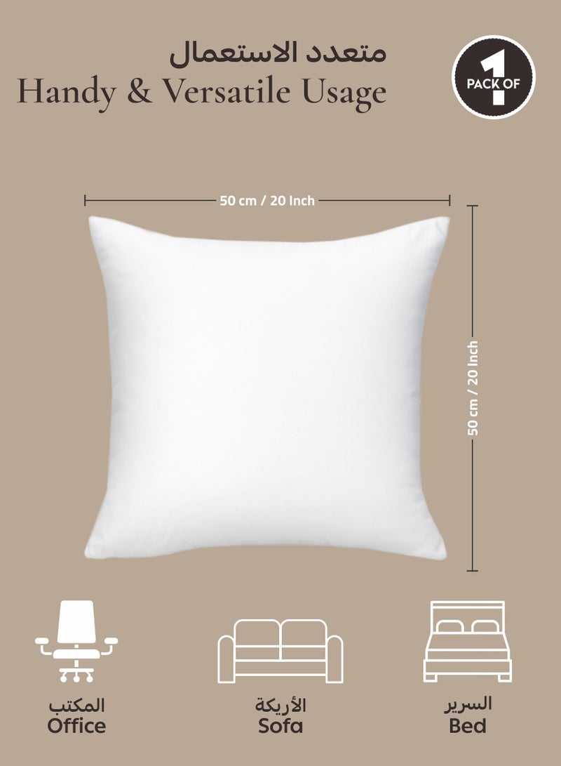 Donetella Cushion Insert 1-Piece 50x50 cm – Soft Brushed Microfiber Throw Pillow Insert, Fluffy & Supportive, Ideal for Sofa, Couch, Chair & Bed, White - Image 2