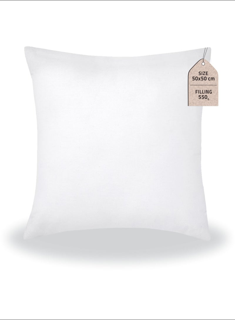 Donetella Cushion Insert 1-Piece 50x50 cm – Soft Brushed Microfiber Throw Pillow Insert, Fluffy & Supportive, Ideal for Sofa, Couch, Chair & Bed, White - Image 1
